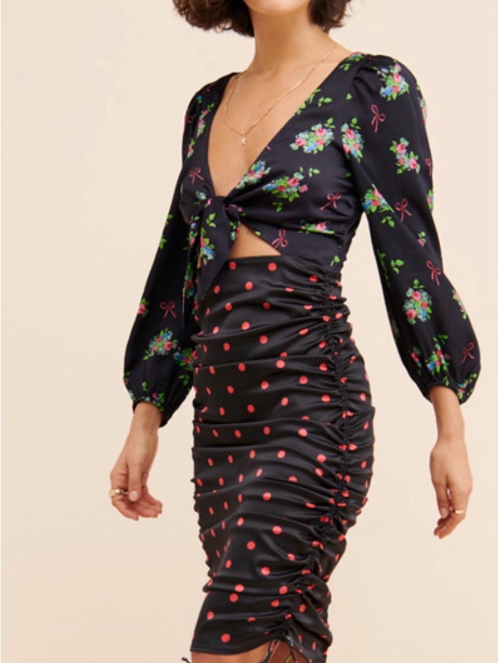 For Love & Lemons Black Floral Trim Top - Picture 2 of 8